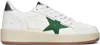 Golden Goose 'ballstar 2' White Low Top Sneakers With Star Patch On The Side And Laminated Heel In White/green/silver