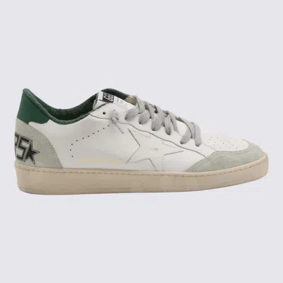 GOLDEN GOOSE GOLDEN GOOSE WHITE AND GREEN LEATHER BALL STAR SNAKERS