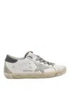 Golden Goose White And Grey Leather Super-star Sneakers In Grey