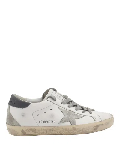 Golden Goose White And Grey Leather Super-star Sneakers