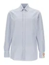Golden Goose Light Blue Shirt With Classic Collar And All-over Striped Motif In Blue