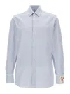 GOLDEN GOOSE GOLDEN GOOSE WHITE AND LIGHT BLUE SHIRT WITH STRIPE MOTIF IN COTTON WOMAN