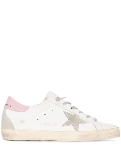 Golden Goose White And Pink Leather Superstar Sneakers In White/ice/light Pink