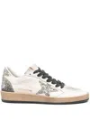 Golden Goose Silver/white Ballstar Sneaker With Glitter In Multi