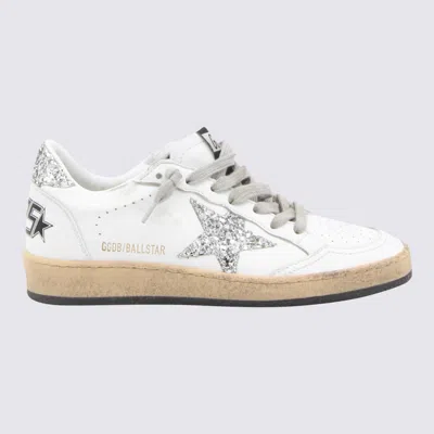 Golden Goose White And Silver Leather Ball Star Low Top Sneakers