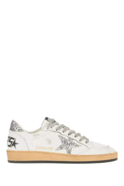 Golden Goose White And Silver Leather Ball Star Low Top Sneakers