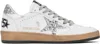 Golden Goose Ball Star Distressed Glittered Leather Sneakers In 11325 White/silver