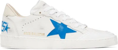 Golden Goose Deluxe Brand Low-top White Leather Sneakers With Blue Star Accent