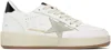 Golden Goose Ballstar 2 Leather Upper And Spur Suede Star Shiny Leather Heel Shoes In White/ice/black