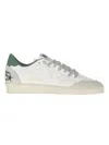 Golden Goose White Ballstar Sneaker With Green Heel In White