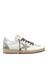 Golden Goose Ballstar White Low Top Sneakers With Glittered Star Patch On The Side And Glittered Heel With Logo L In White