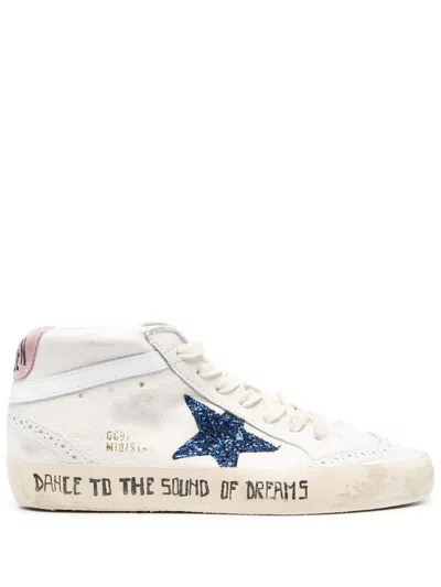Golden Goose White Blue Pink Mid Star Sneaker Bootie In Animal Print