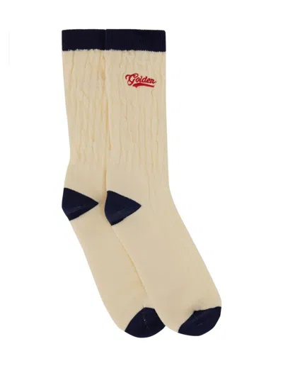 Golden Goose White Cotton Blend Socks In Neutral