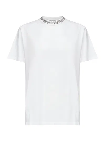 Golden Goose White Cotton Cabochon Crystal Embellished T-shirt
