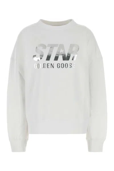 Golden Goose White Cotton Sweatshirt In Opticwhite