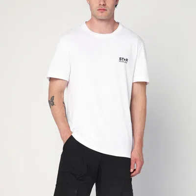 Golden Goose White Cotton T-shirt With Logo In Neutral
