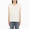 GOLDEN GOOSE GOLDEN GOOSE WHITE COTTON TANK TOP WITH PEARL DETAIL