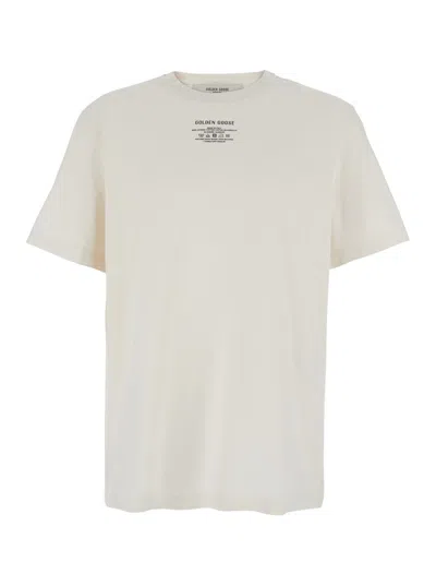 Golden Goose White Crewneck T-shirt With Logo Detail On The Front In Cotton Man
