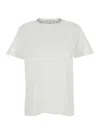 Golden Goose White Crewneck T-shirt With Rhinestone Embellishments On The Collar And Logo Detail On The Rear In C In Multicolor