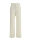 Golden Goose Women White Denim Pearl And Crystal Embroidered Pants In White