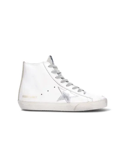 Golden Goose White Francy Distressed Calf Leather Sneakers In Multi