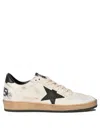 Golden Goose Ballstar Black And White Low Top Sneakers With Star Patch On The Side And Contrasting Heel With Writ In White