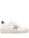 Golden Goose Ball Star 2 Sneakers With Gold Glitter Star And Black Glitter Heel Tab In White