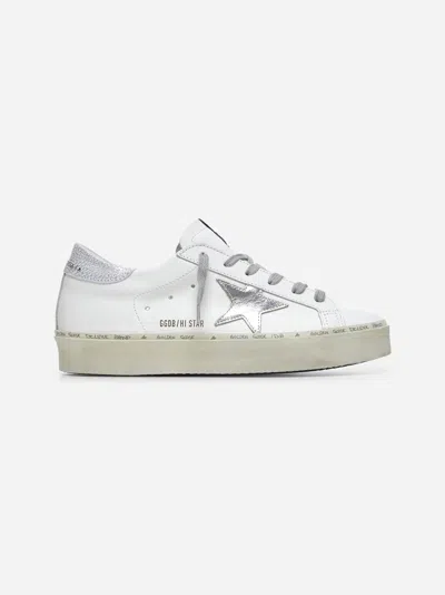 Golden Goose Hi Star Sneakers In White Leather