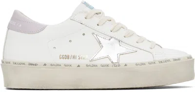GOLDEN GOOSE WHITE HI STAR SNEAKERS