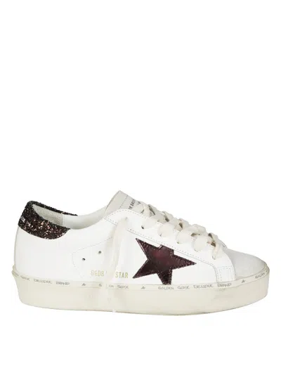 GOLDEN GOOSE WHITE HIGH-TOP LEATHER SNEAKERS WITH PLATFORM SOLE