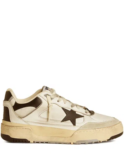 Golden Goose White Lace Up Sneakers In Gray