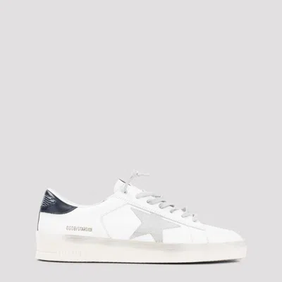 Golden Goose Mens Standard In White Leather With Grey Suede Star And Blue Leather Heel In Neutral