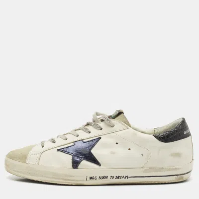 Pre-owned Golden Goose White Leather And Suede Superstar Low Top Sneakers Size 43