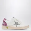 Golden Goose White Leather Ball Star Sneakers With Silver/pink Glitter In White