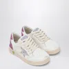 Golden Goose White Leather Ball Star Sneakers With Silver/pink Glitter In White