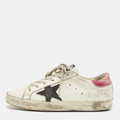 Pre-owned Golden Goose White Leather Hi Star Lace Up Sneakers Size 36