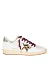 Golden Goose Ballstar White Low Top Sneakers With Glittered Star Patch On The Side And Glittered Heel With Logo L In White