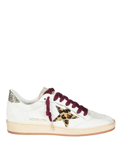 GOLDEN GOOSE WHITE LEATHER LEOPARD SUEDE STAR SNEAKERS