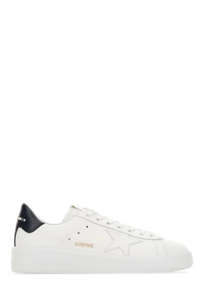 Golden Goose White Leather Pure Star Sneakers In Optic White Black