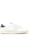 Golden Goose Stardan Sneakers With Ice-gray Suede Star And Glossy Black Leather Heel Tab In White