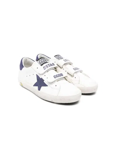 Golden Goose Kids' White Leather Sneakers In White/blue Depths