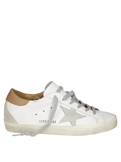 Golden Goose White Leather Sneakers With Brown Heel Detail