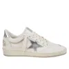 Golden Goose White Leather Sneakers With Glitter Sole In White