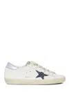 Golden Goose Super-star Sneakers In Vintage Effect Leather With Glittered Star And Glycine Leather H In White