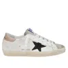 Golden Goose Superstar White Low Top Sneakers With Glittered Star Patch And Laminated Heel With Logo Lettering In In Neutral