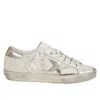 Golden Goose White Leather Sneakers With Platinum Star In White