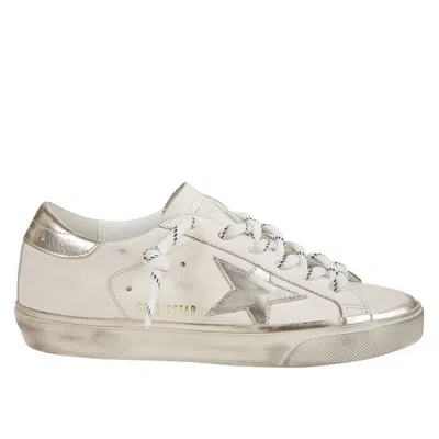 Golden Goose White Leather Sneakers With Platinum Star