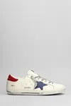 Golden Goose White Leather Snekaer In White/blue/red