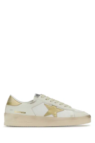 Golden Goose White Leather Stardan Sneakers In Whitegold