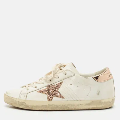 Pre-owned Golden Goose White Leather Super Star Low Top Sneakers Size 38